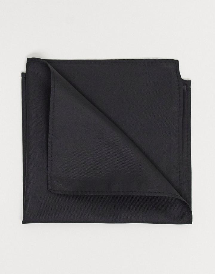 Asos Design Satin Black Pocket Square In Black