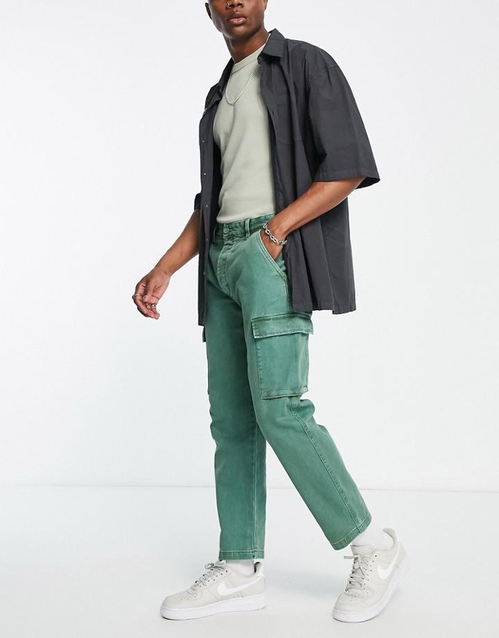 Pull & Bear Loose Balloon Fit Chino In Khaki-green