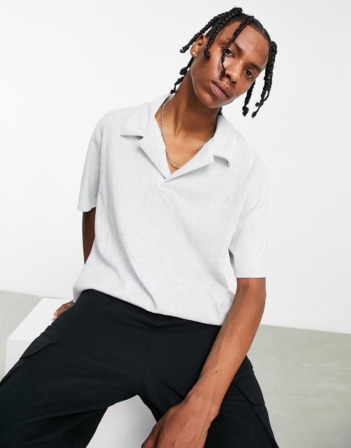 Weekday Troy Polo Shirt In Light Gray-multi