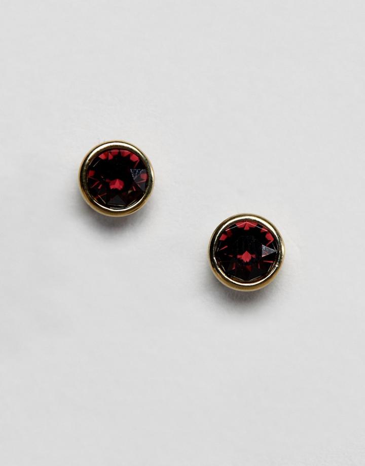 Dyrberg/kern Burgundy Stud Earrings - Gold