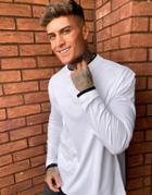 Asos Design Long Sleeve Relaxed Double Layer T-shirt In White & Black