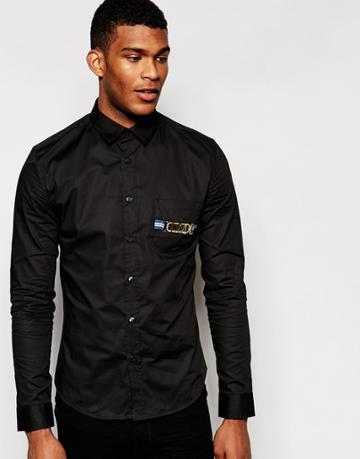 Love Moschino Shirt With Bling Logo - Black