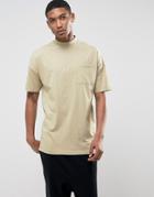 Asos Oversized Turtleneck T-shirt With Pocket - Beige