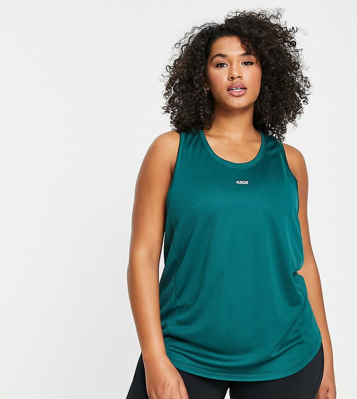 Asos 4505 Curve Icon Tank Top In Longer Length-green