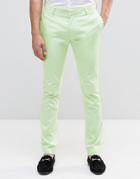 Asos Super Skinny Pant In Mint Cotton Sateen - Mint