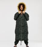 Asos Design X Laquan Smith Camo Jacquard Oversized Parka With Detachable Hood - Multi