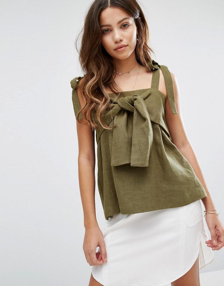Moon River Khaki Bow Top - Green