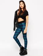 Asos Leggings In Check With Deep Waistband - Multi
