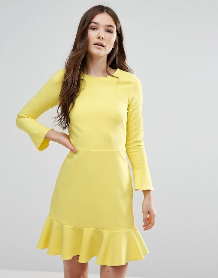 Closet Bell Sleeve Pephem Dress - Yellow