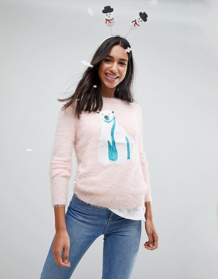 Brave Soul Holidays Polar Bear Sweater - White