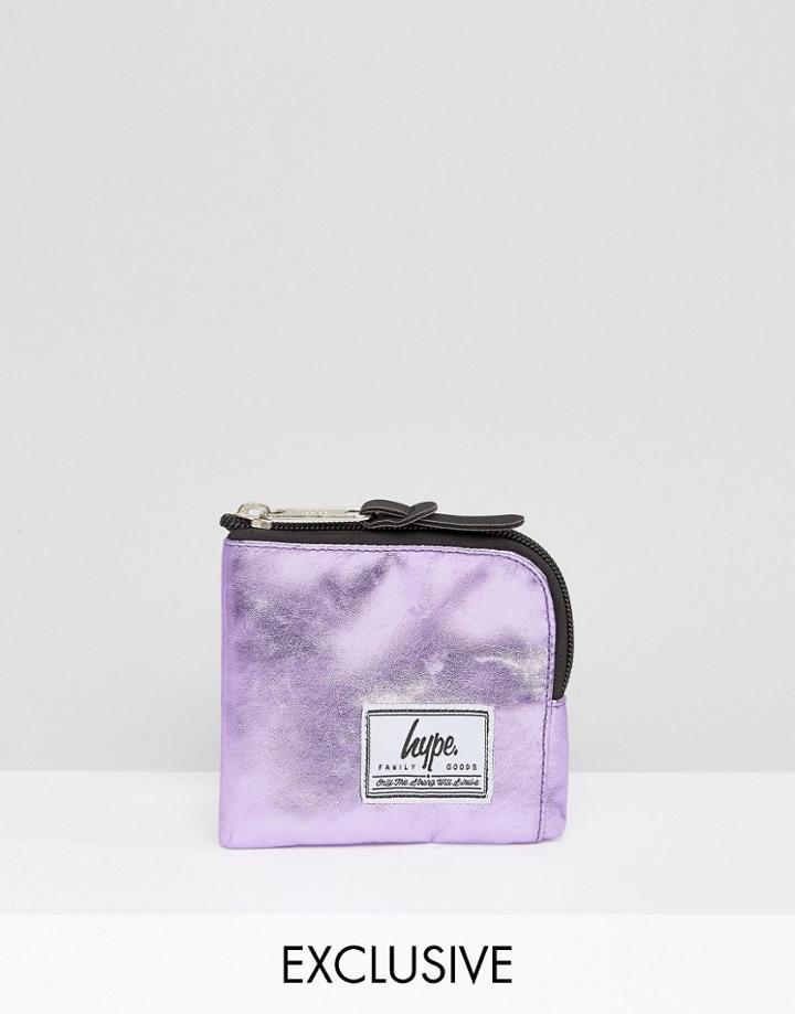 Hype Exclusive Coin Purse In Metallic Baby Pink - Pink