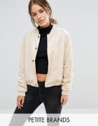 Vero Moda Petite Velvet Bomber Jacket - Cream