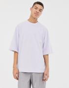 Asos White Oversized T-shirt In Dusky Lilac Velour - Purple
