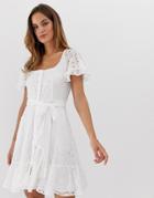 French Connection Circeela Broderie Mini Dress-white
