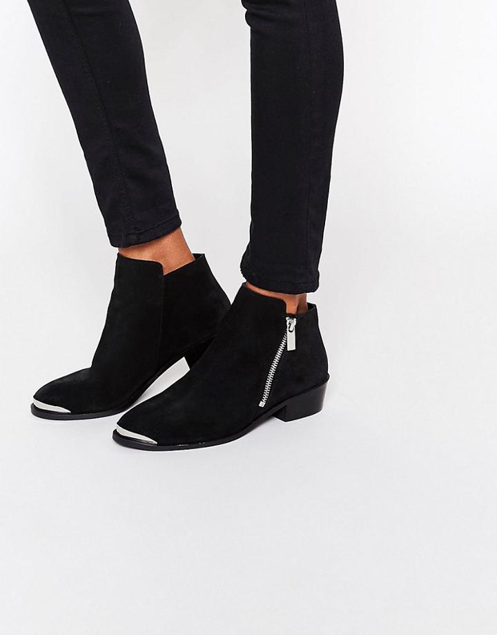 Asos Ashton Leather Zip Ankle Boots - Black