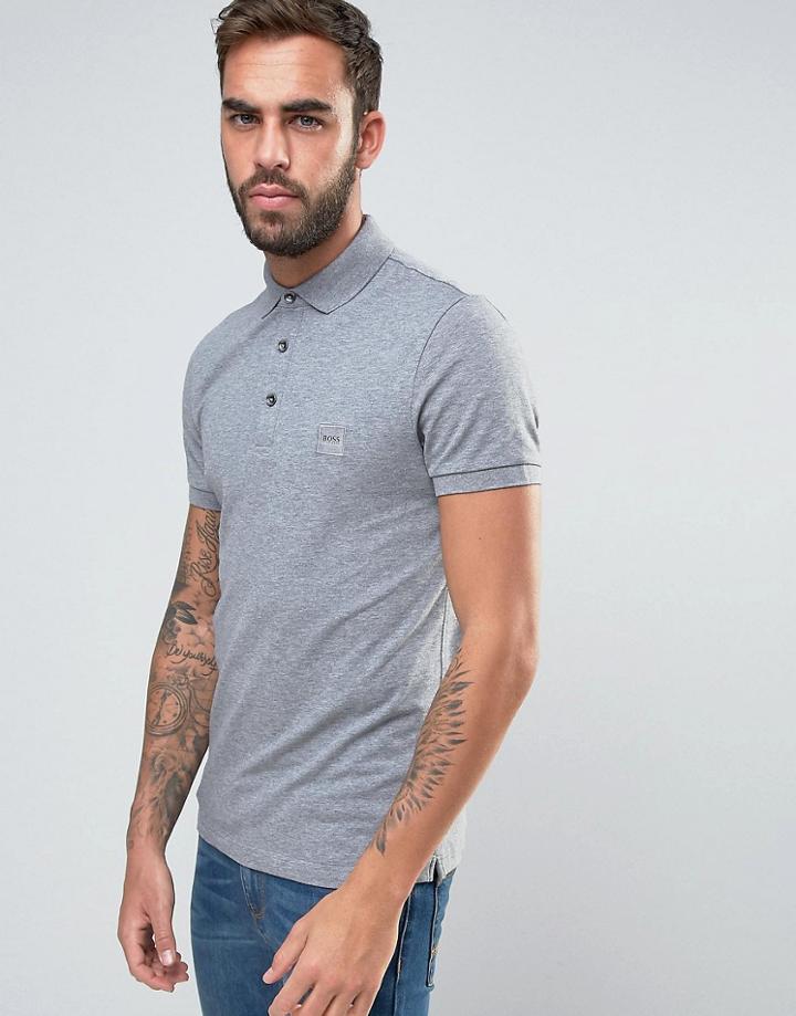 Boss Orange By Hugo Boss Slim Fit Polo Shirt In Gray Marl - Gray