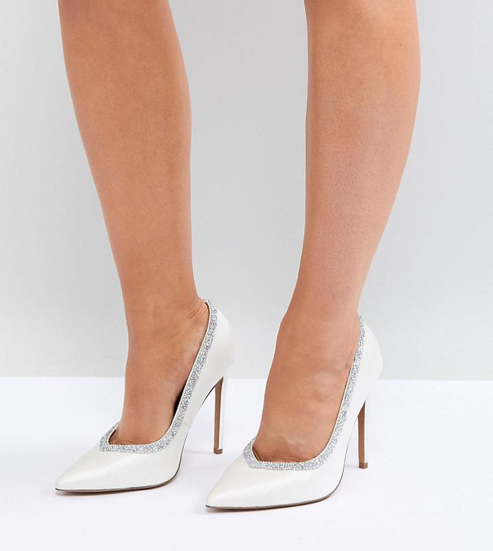 Asos Design Wide Fit Phoenix Bridal High Heeled Pumps In Ivory-cream