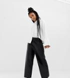 Collusion Wide Leg Leather Look Pants-black