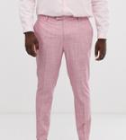 Asos Design Plus Wedding Skinny Suit Pants In Rose Pink Cross Hatch