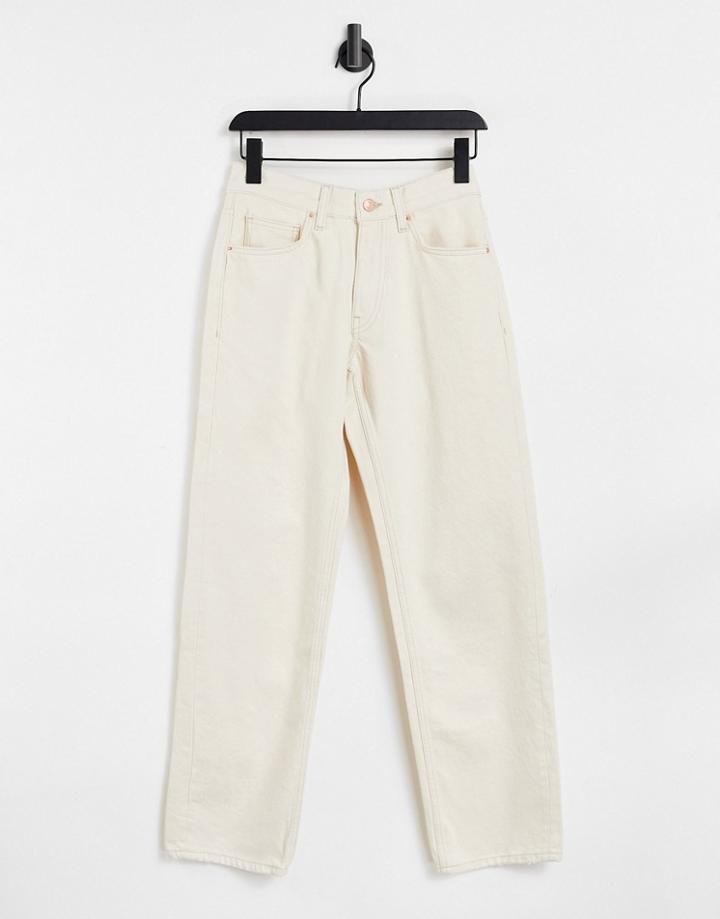 Bershka Oversized Baggy Jeans In Ecru-neutral