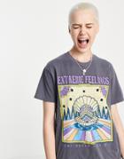 Pull & Bear Oversized Graphic T-shirt In Washed Black