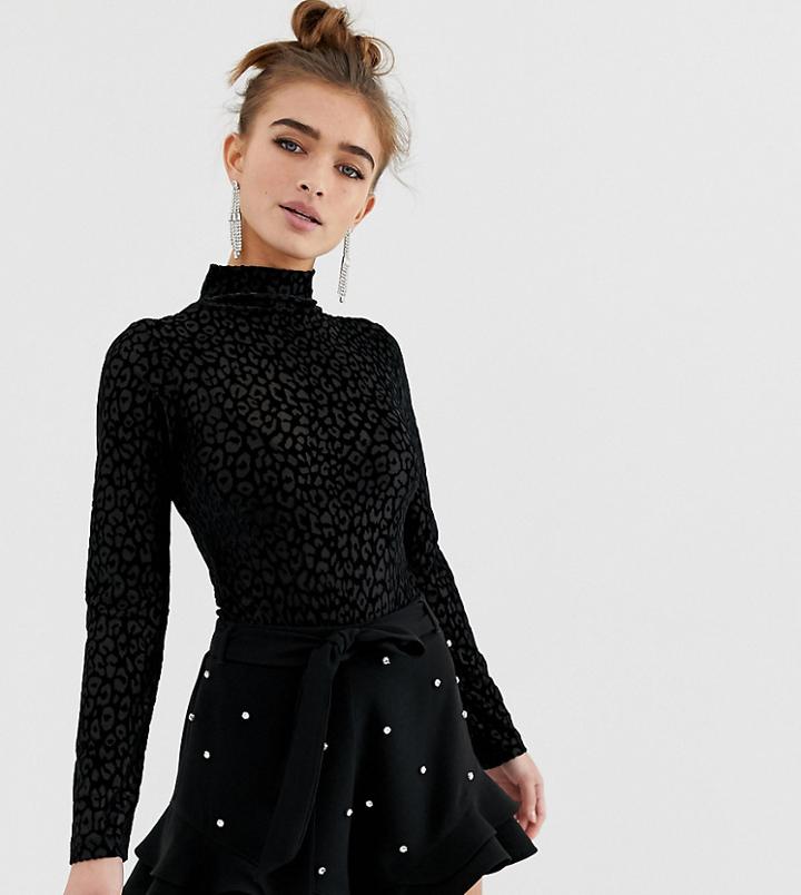River Island Petite Frill Hem Shorts With Pearl Detail In Black - Black