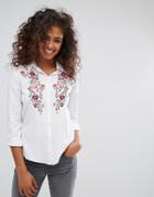 Esprit Floral Embroidered Shirt - White