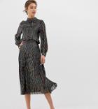 Warehouse Pleated Midi Skirt In Metallic Rainbow - Multi