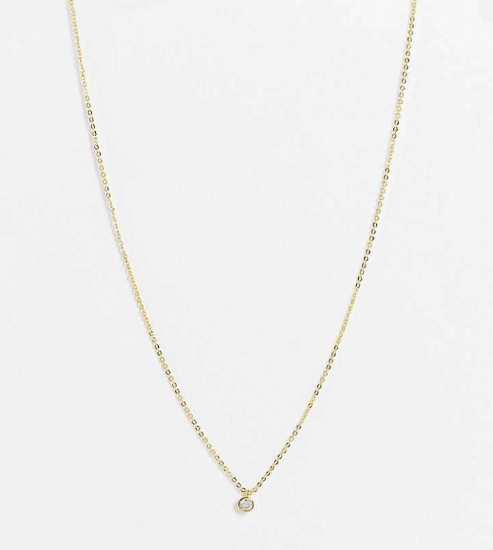Designb London Curve Necklace With Crystal Pendant In Gold Plate