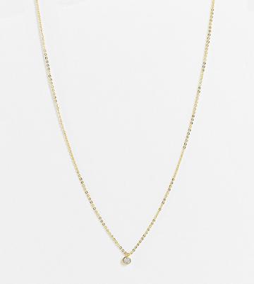 Designb London Curve Necklace With Crystal Pendant In Gold Plate