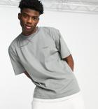 Collusion Oversized T-shirt With Double Layer Effect In Charcoal-grey