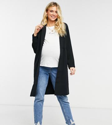 Pieces Maternity Longline Jersey Jacket In Black