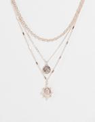 River Island Coin Multirow Necklace In Rose Gold Tone