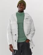Asos Design Parka Jacket In White
