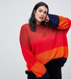 Rokoko Plus Oversized Open Knit Sweater In Stripe - Multi