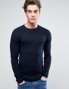 New Look Skinny Fit Ribbed Sweater In Navy - Navy