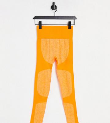 Love & Other Things Petite Gym Seamless Contrast Leggings In Tangerine-orange