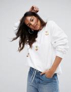 The Ragged Priest Lucky Cat Sweatshirt - White