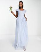 Frock And Frill Bridesmaid Floaty Maxi Dress In Blue