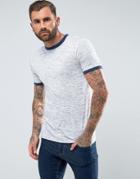 Asos T-shirt In Textured Fabric With Contrast Rib - Blue