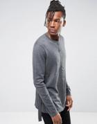 Asos Cotton Sweater With D Ringers - Gray