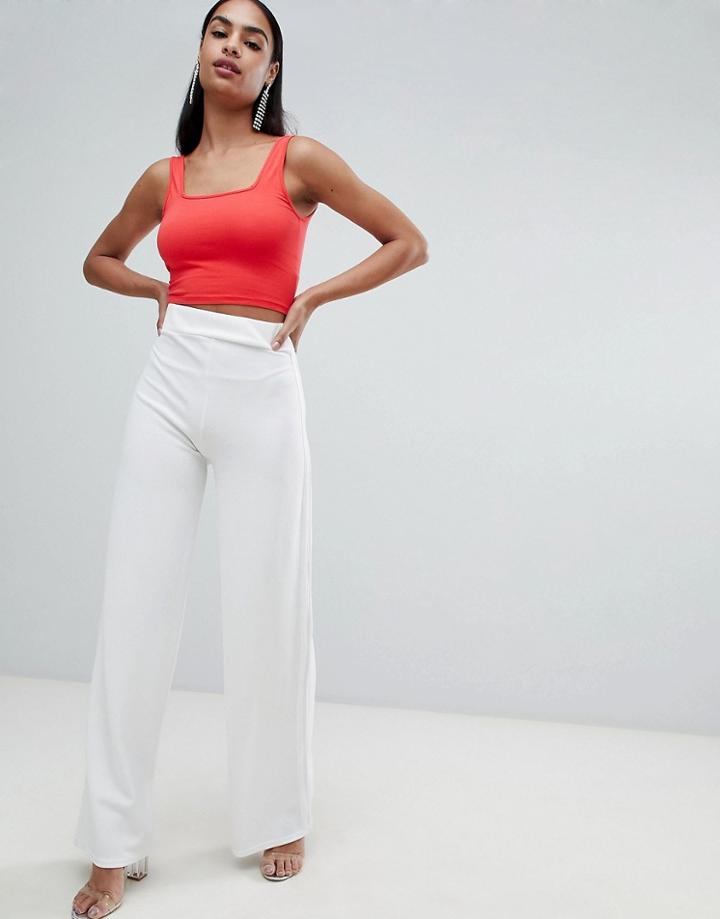 Prettylittlething Wide Leg Pants - White