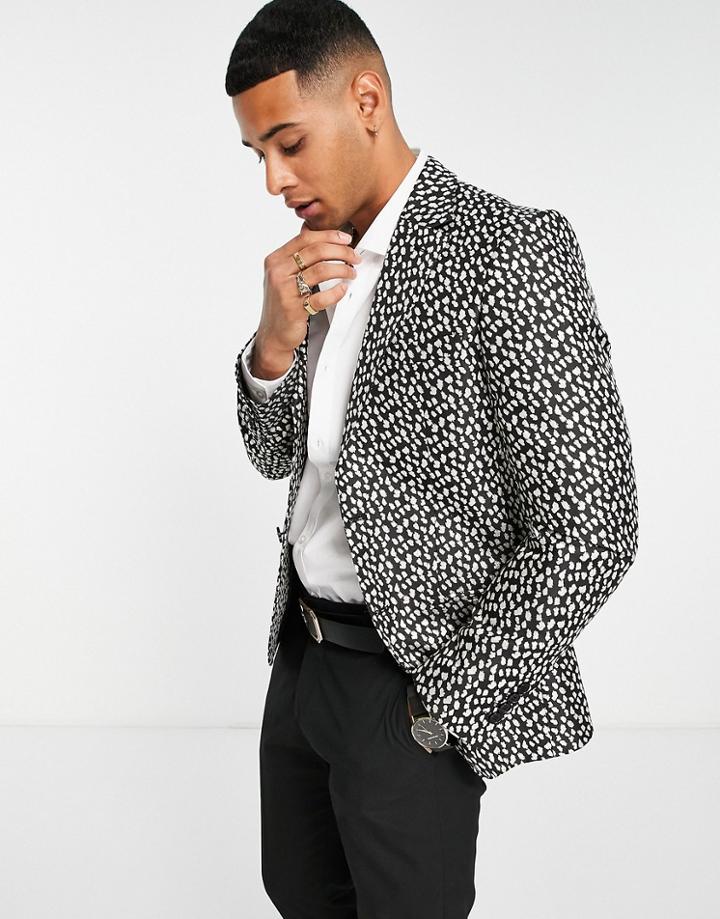 Bolongaro Trevor Skinny Fit Glitter Polka Fleck Blazer-black