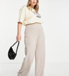 Asos Design Curve Rib Dad Pants In Taupe-neutral