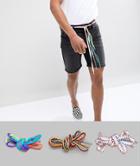 Asos Design Festival Vegan 3 Pack Long Ended Shoe Lace Belts - Multi