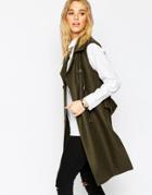 Asos Sleeveless Peacoat - Khaki