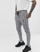 Siksilk Slim Cropped Pants In Gray Prince Of Wales Check - Gray