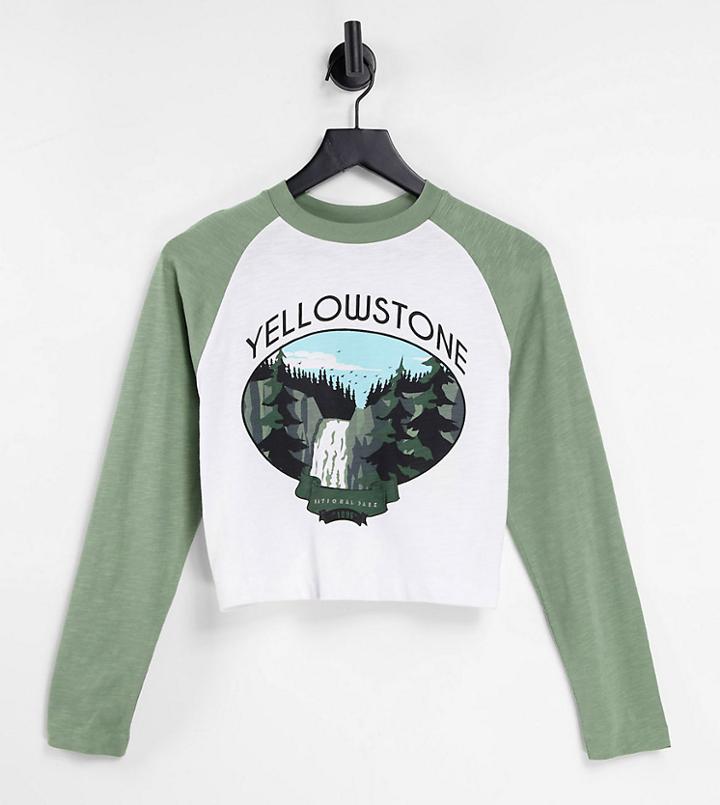 Reclaimed Vintage Inspired Long Sleeve Top With 70s Scenic Print In White