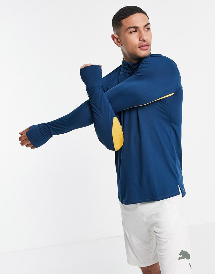 Puma Running Favorite 1/4 Zip Top In Navy