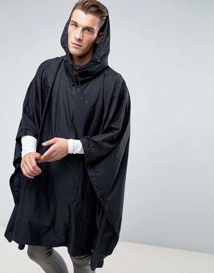 Asos Packable Poncho In Black - Black